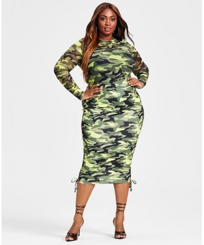 Trendy Plus Size Camo Pencil Skirt Neon Camo Print $19.55 Skirts