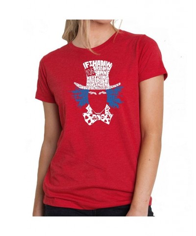 Women's Premium Word Art T-Shirt - The Mad Hatter Red $26.88 Tops