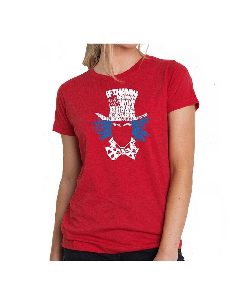 Women's Premium Word Art T-Shirt - The Mad Hatter Red $26.88 Tops
