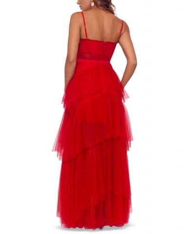 Mesh Corset Ball Gown Red $128.00 Dresses