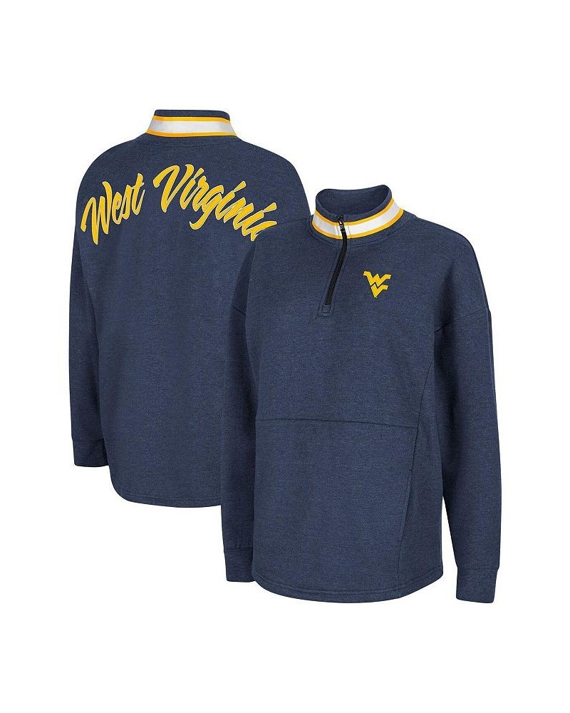 Women's Heathered Navy West Virginia Mountaineers Alice 2-Hit Fleece Quarter-Zip Jacket Heathered Navy $26.00 Jackets