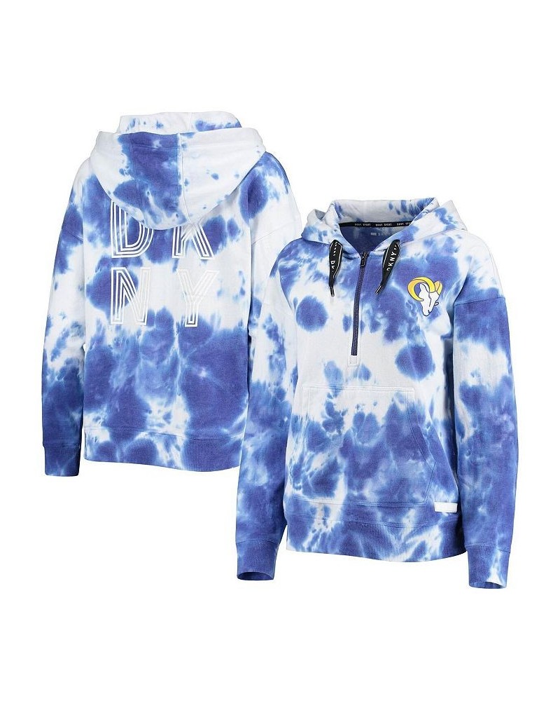 Women's White and Royal Los Angeles Rams Dakota Oversized Tie-Dye Half-Zip Hoodie White, Royal $36.90 Sweatshirts