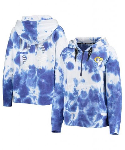 Women's White and Royal Los Angeles Rams Dakota Oversized Tie-Dye Half-Zip Hoodie White, Royal $36.90 Sweatshirts