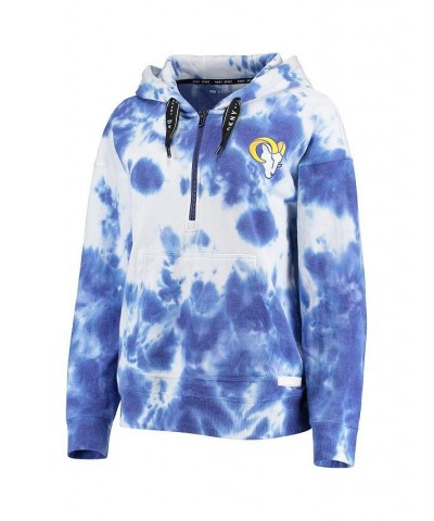 Women's White and Royal Los Angeles Rams Dakota Oversized Tie-Dye Half-Zip Hoodie White, Royal $36.90 Sweatshirts