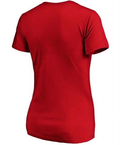 Plus Size Red Washington Nationals Core Official Logo V-Neck T-shirt Red $24.50 Tops