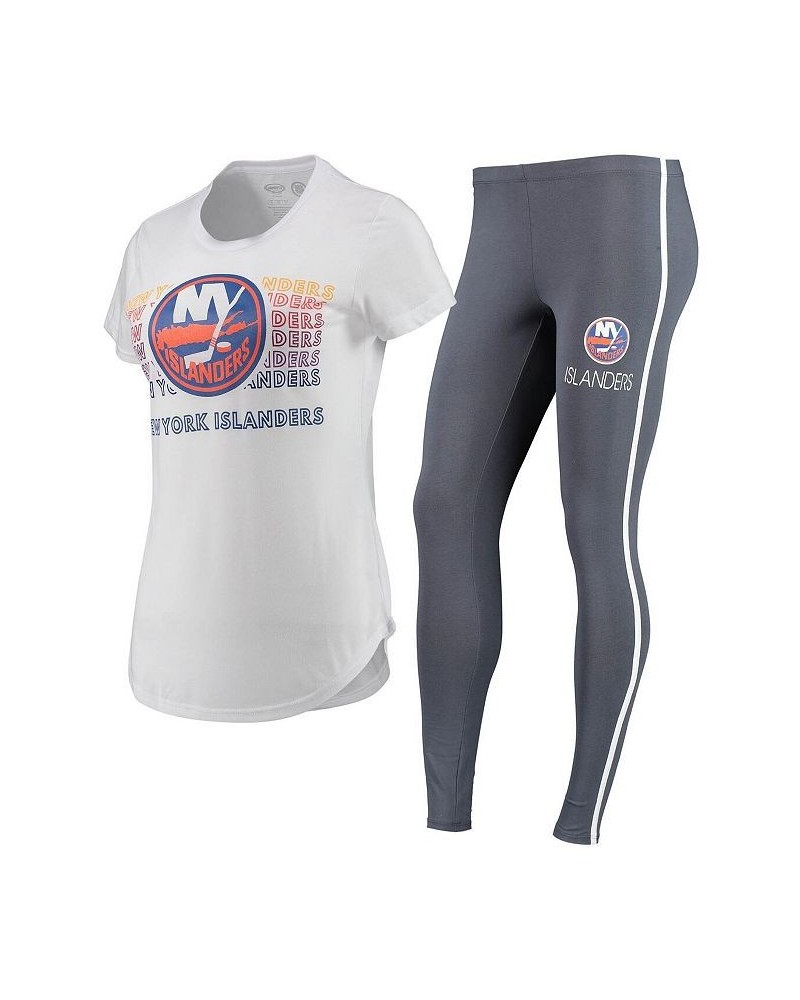 Women's White Charcoal New York Islanders Sonata T-Shirt & Leggings Set White, Charcoal $30.55 Pajama