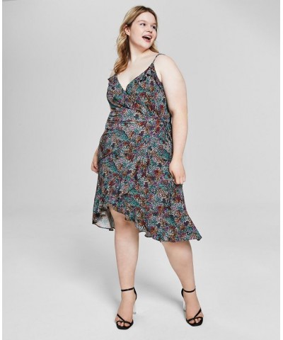 Plus Size Ruffled Sleeveless Wrap Midi Dress Texture Mirage $30.58 Dresses
