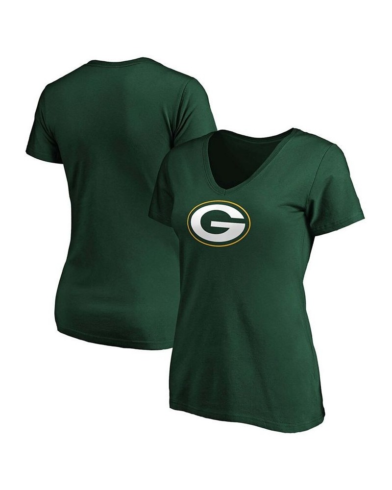 Women's Green Green Bay Packers Primary Logo V-Neck T-shirt Green $22.03 Tops