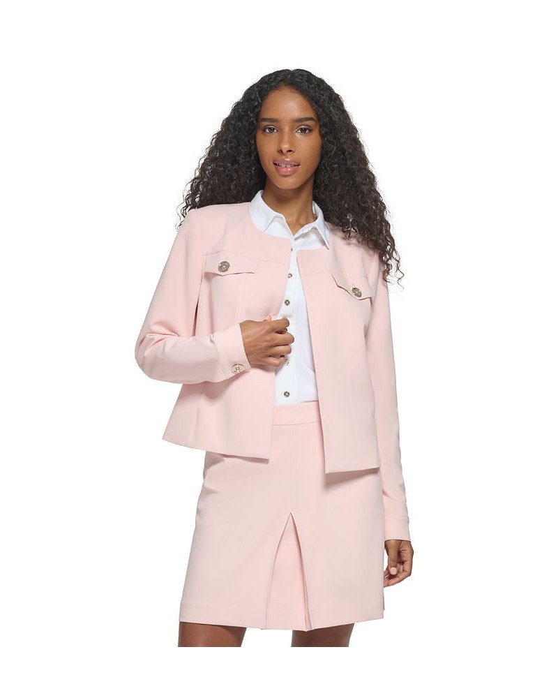 Women's Collarless Open-Front Blazer White $37.13 Jackets