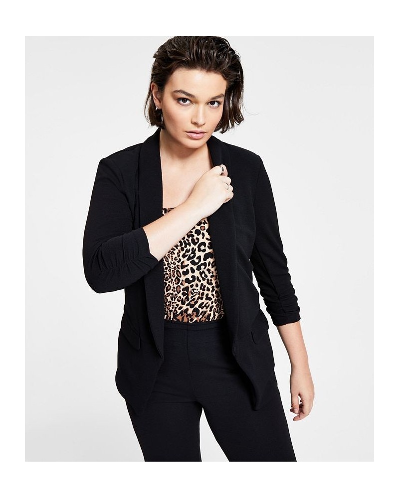 Lightweight Knit 3/4-Sleeve Blazer Black $21.07 Jackets