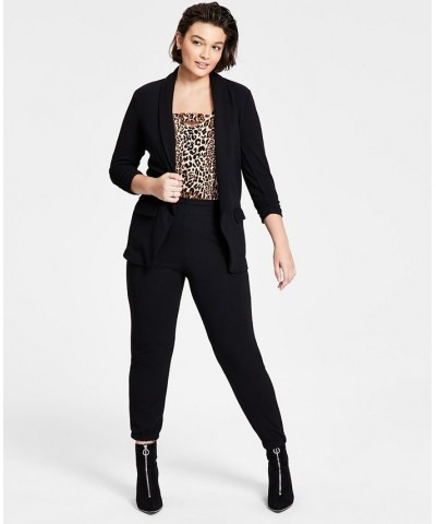 Lightweight Knit 3/4-Sleeve Blazer Black $21.07 Jackets