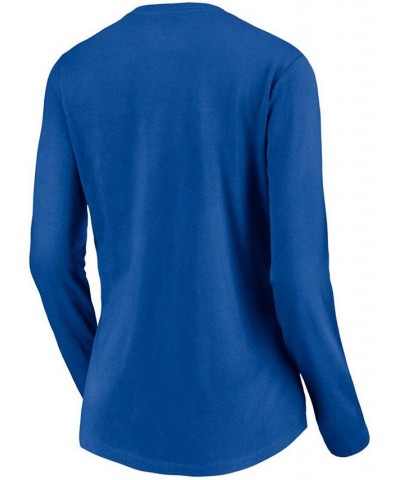 Women's Blue Toronto Maple Leafs Primary Team Logo Long Sleeve V-Neck T-shirt Blue $24.35 Tops