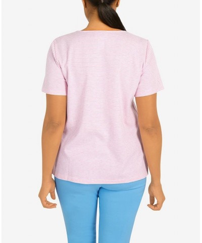 Women's Butterfly Applique Split Neck Top Rose $30.58 Tops