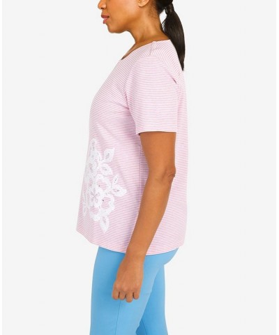 Women's Butterfly Applique Split Neck Top Rose $30.58 Tops