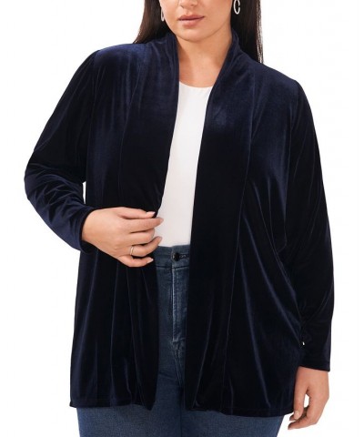 Plus Size Open-Front Long-Sleeve Cardigan Blue $24.09 Sweaters