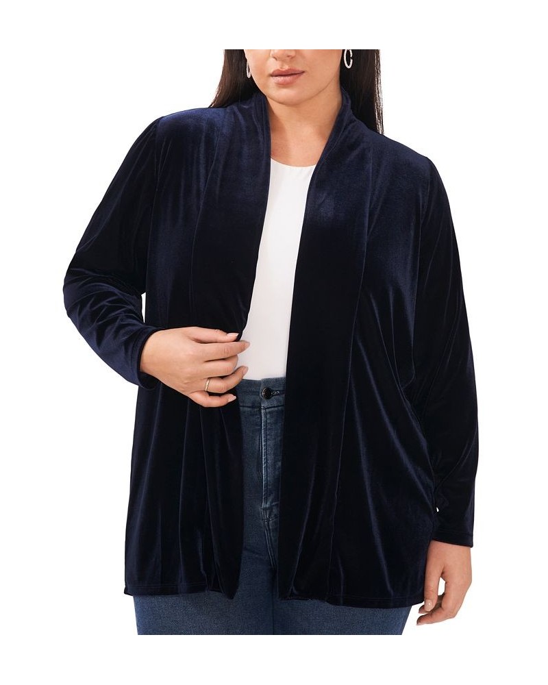 Plus Size Open-Front Long-Sleeve Cardigan Blue $24.09 Sweaters