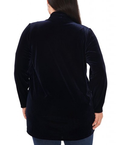 Plus Size Open-Front Long-Sleeve Cardigan Blue $24.09 Sweaters