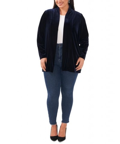 Plus Size Open-Front Long-Sleeve Cardigan Blue $24.09 Sweaters