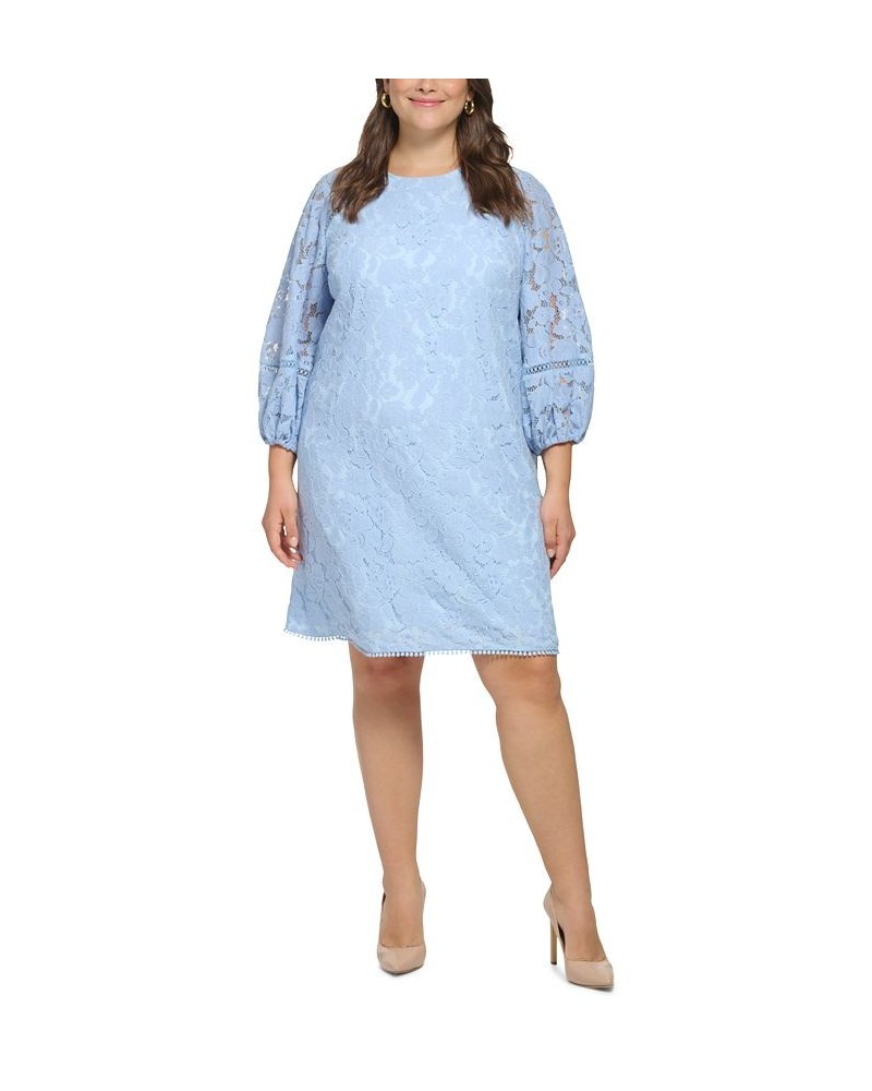 Plus Size Lace Shift Dress Blu $56.88 Dresses