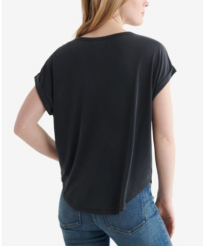 Women's SHORT SLEEVE SANDWASH DOLMAN TEE Black $16.94 Tops