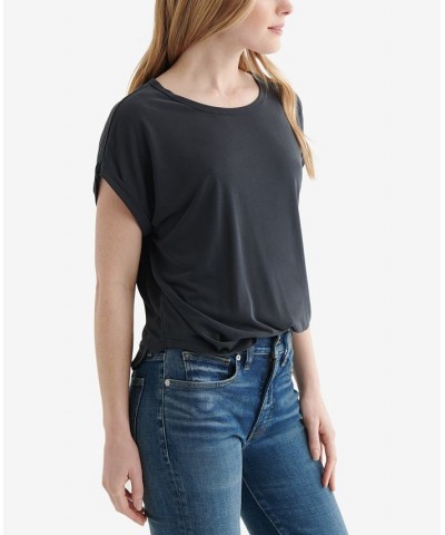 Women's SHORT SLEEVE SANDWASH DOLMAN TEE Black $16.94 Tops