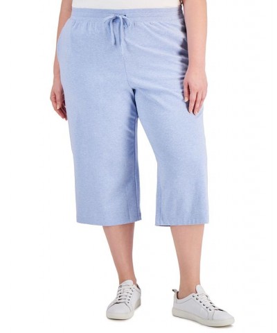 Plus Size Drawstring-Waist Knit Capri Pants Smoke Grey Heather $10.00 Pants