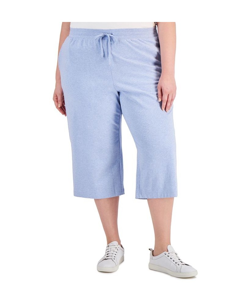 Plus Size Drawstring-Waist Knit Capri Pants Smoke Grey Heather $10.00 Pants