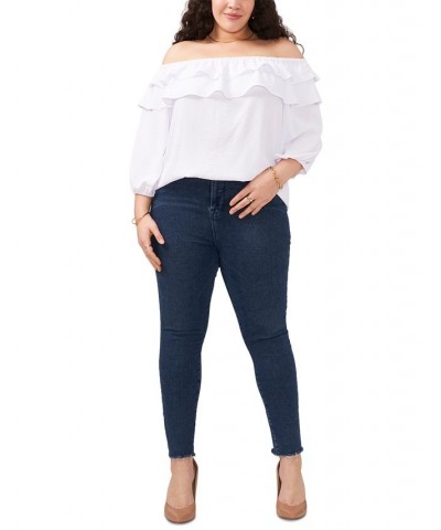 Plus Size Ruffled Off-The-Shoulder Top Ultra Whie $32.70 Tops