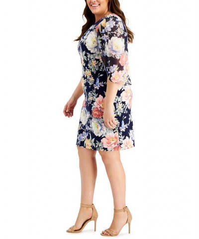 Plus Size Jersey Sheath Dress Navy/Pink $48.06 Dresses