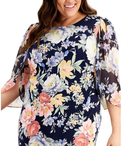 Plus Size Jersey Sheath Dress Navy/Pink $48.06 Dresses