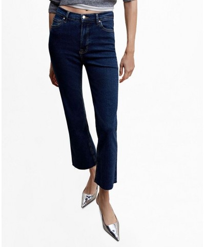 Women's Crop Flared Jeans Dark Blue $34.79 Jeans