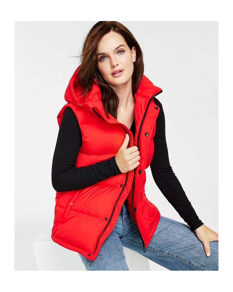 Women's Stretch Hooded Vest Red $51.70 Coats