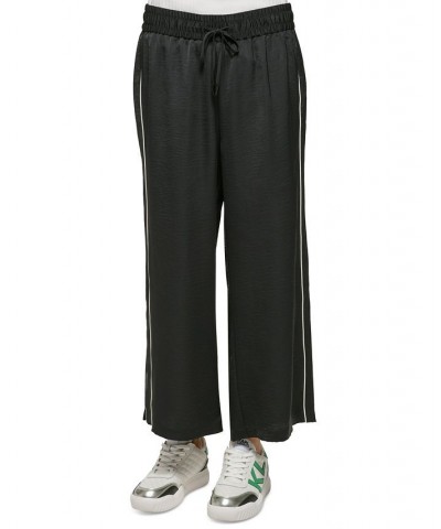 Women's Drawstring Piped Flowy Pants Black $54.75 Pants