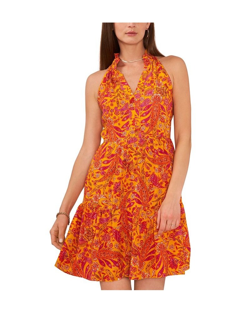 Women's Paisley-Print Tiered Dress Swim Cover-Up Yellow/Orange Multi $30.36 Swimsuits