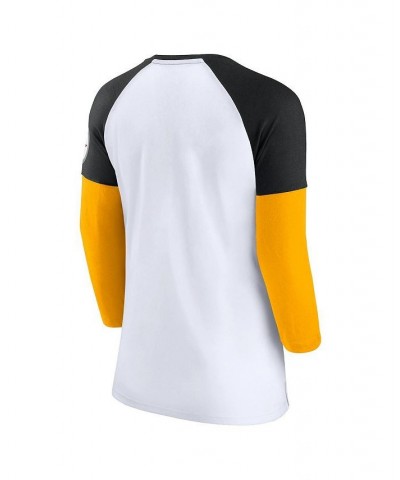 Women's Branded White Black Pittsburgh Steelers Durable Raglan 3/4-Sleeve T-shirt White, Black $23.00 Tops