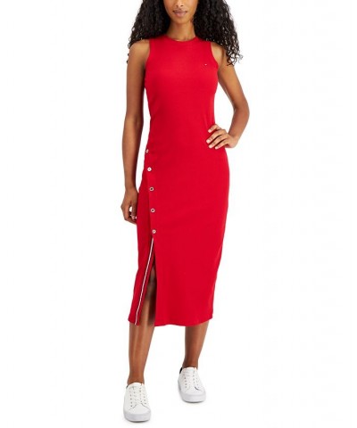 Women's Slit Sleeveless Midi Dress Scarlet $33.48 Dresses