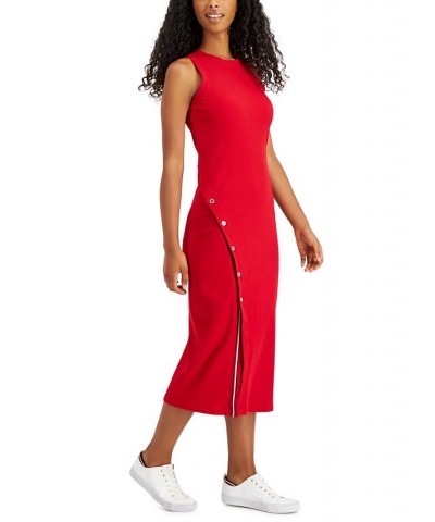 Women's Slit Sleeveless Midi Dress Scarlet $33.48 Dresses