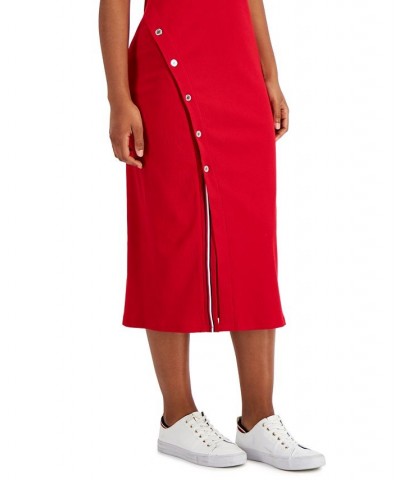 Women's Slit Sleeveless Midi Dress Scarlet $33.48 Dresses