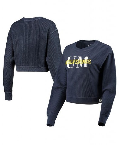 Women's Navy Michigan Wolverines Classic Corded Timber Crop Pullover Sweatshirt Navy $42.39 Sweatshirts