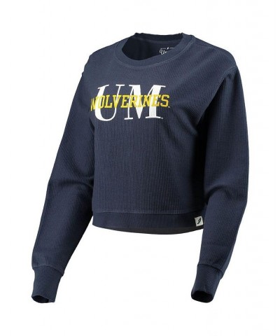 Women's Navy Michigan Wolverines Classic Corded Timber Crop Pullover Sweatshirt Navy $42.39 Sweatshirts