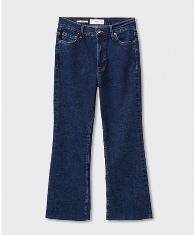 Women's Crop Flared Jeans Dark Blue $34.79 Jeans