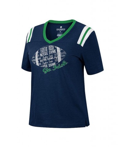 Women's Heathered Navy Notre Dame Fighting Irish 15 Min Early Football V-Neck T-shirt Heathered Navy $23.51 Tops