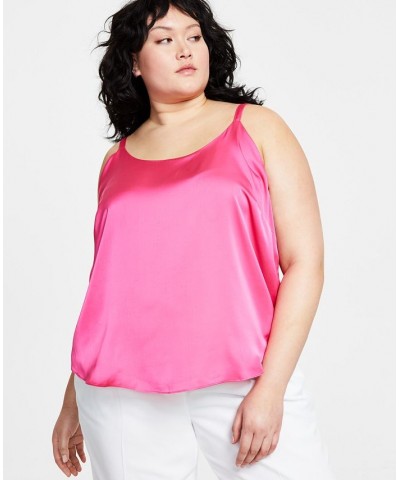 Plus Size Scoop-Neck Satin Camisole Berry Crush $27.14 Tops