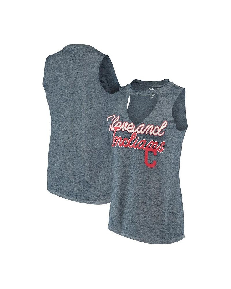 Women's Navy Cleveland Indians Loyalty Choker Neck Tank Top Navy $19.75 Tops