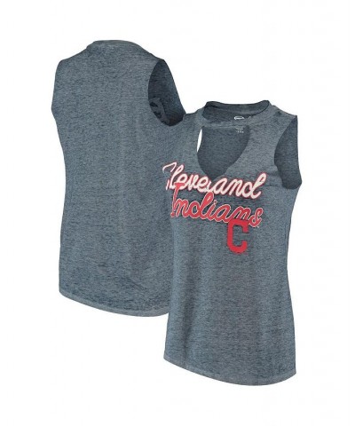 Women's Navy Cleveland Indians Loyalty Choker Neck Tank Top Navy $19.75 Tops