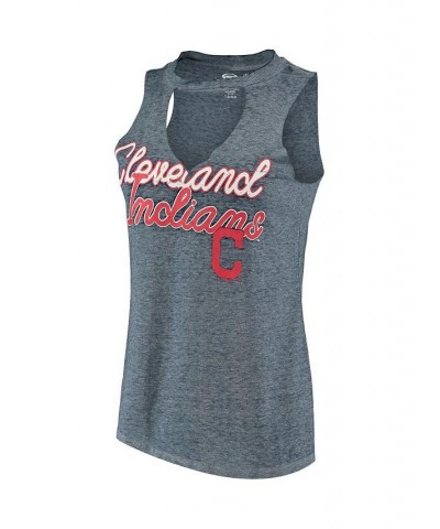 Women's Navy Cleveland Indians Loyalty Choker Neck Tank Top Navy $19.75 Tops