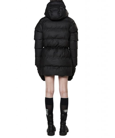 Women's Hooded Drawstring-Waist Puffer Coat Black $194.25 Coats