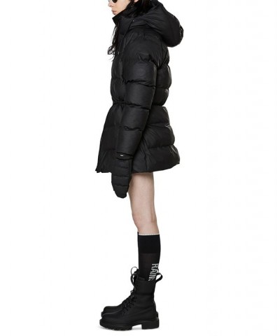 Women's Hooded Drawstring-Waist Puffer Coat Black $194.25 Coats