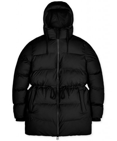 Women's Hooded Drawstring-Waist Puffer Coat Black $194.25 Coats