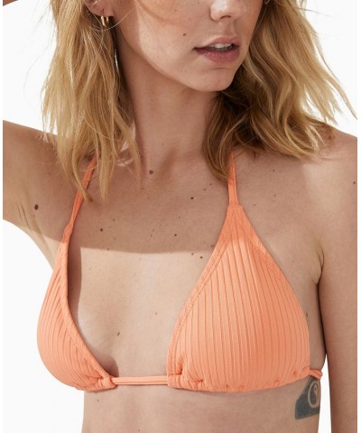 Women's Ribbed Triangle Bikini Top & Matching Bottoms Orange $15.40 Swimsuits